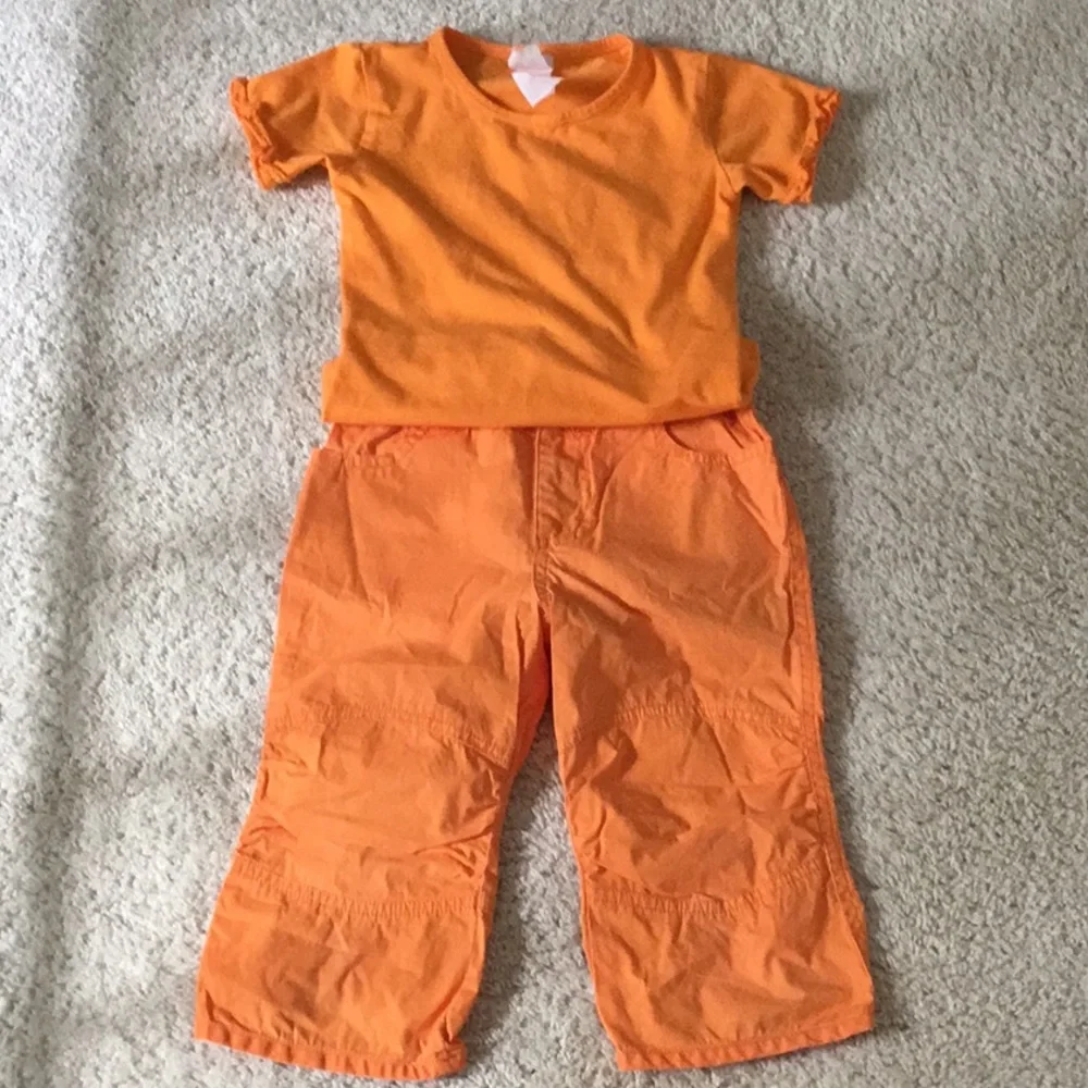 Oilily Tangerine Bright Orange Kids Top & Capri Pants Set Outfit